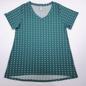 LuLaRoe Green Polka Dot V-Neck Tee Size XL